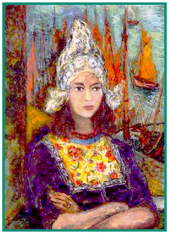 Portrait of Harriet Louise by Russian Artist  Issachar Ber Ryback's Counted Cross Stitch Pattern