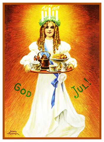 Young Lady Santa Lucia Festival Jenny Nystrom Holiday Christmas Counted Cross Stitch Pattern