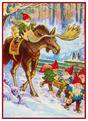 Elves Reindeer Deliver Presents by Jenny Nystrom Counted Cross Stitch Pattern