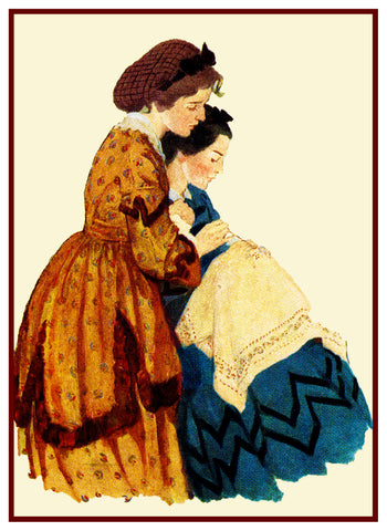Jo and Beth From Little Women By Jessie Willcox Smith Counted Cross Stitch Pattern