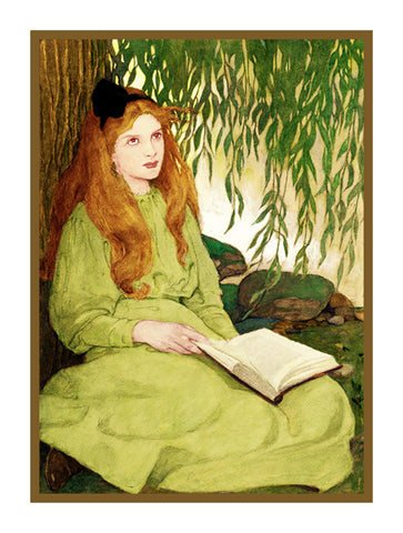 Young Misss Reading Under a Willow Tree By Jessie Willcox Smith Counted Cross Stitch Pattern