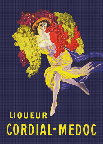 Medoc Liqueur Advertisement Art Leonetto Cappiello Counted Cross Stitch Pattern