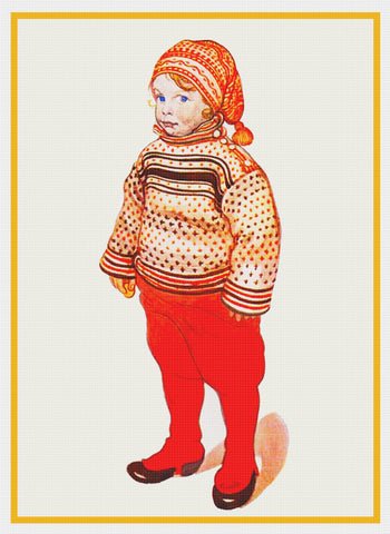 Neighbor Boy Matts Bergom Swedish Carl Larsson Counted Cross Stitch Pattern