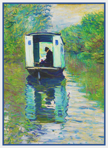 The Boat Studio inspired by Claude Monet's impressionist painting Counted Cross Stitch Pattern