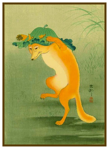 Japanese Artist Ohara Shoson's The Dancing Fox Counted Cross Stitch Pattern