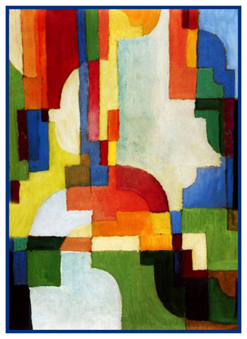 Brilliant Colored Forms by Expressionist Artist August Macke Counted Cross Stitch Pattern