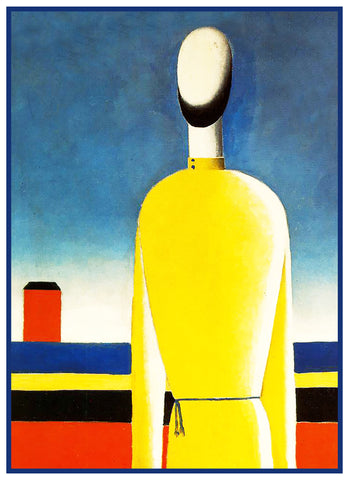 Man in Yellow Shirt Geometric by Artist Kazimir Malevich Counted Cross Stitch Pattern