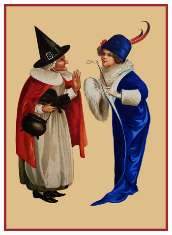 Halloween Witch and Costumed Child Counted Cross Stitch Pattern