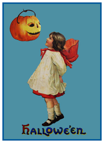 Halloween Young Giirl Chats A Pumpkin Counted Cross Stitch Pattern