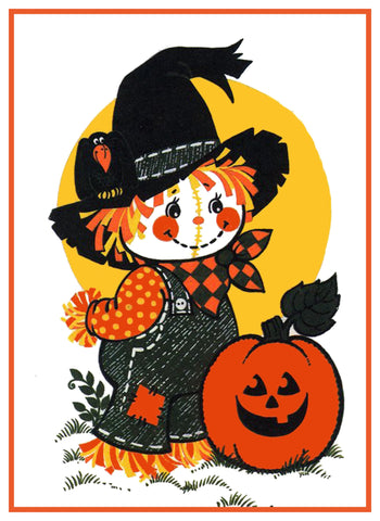 Halloween Scarecrow and Pumpkin Counted Cross Stitch Pattern