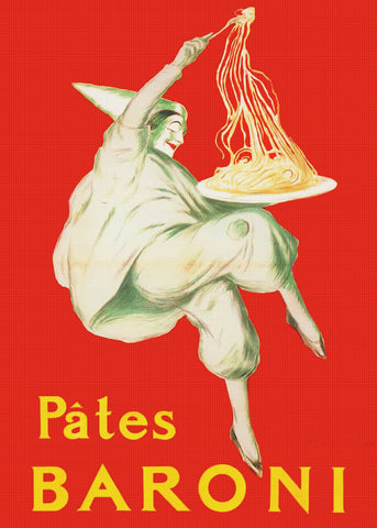 Baroni Pasta Advertisement Art Leonetto Cappiello Counted Cross Stitch Pattern