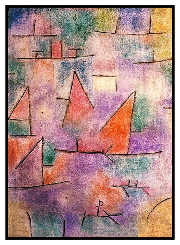 Harbor with Sailing Ships by Expressionist Artist Paul Klee Counted Cross Stitch Pattern