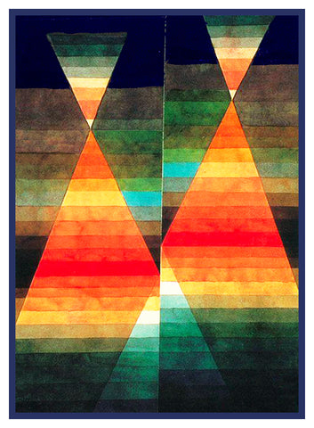 Twin Tents by Expressionist Artist Paul Klee Counted Cross Stitch Pattern