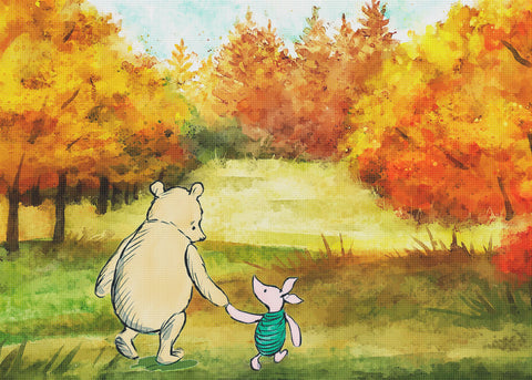 Winnie The Pooh and Piglet on an Autumn Walk Counted Cross Stitch Pattern