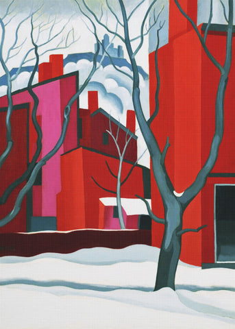 Red Town Montclair NJ by Oscar Florianus Bluemner Counted Cross Stitch Pattern DIGITAL DOWNLOAD