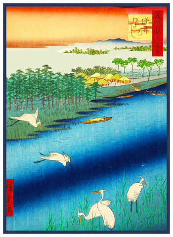 Sakai Ferry by Japanese artist Utagawa Hiroshige Counted Cross Stitch Pattern