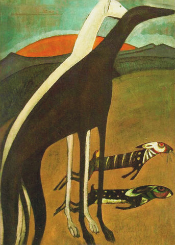 Greyhounds and Rabbits by Amadeo de Souza-Cardoso Counted Cross Stitch Pattern