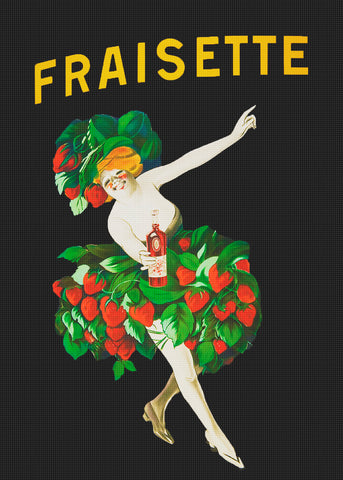 Strawberry Liqueur Advertisement Art Leonetto Cappiello Counted Cross Stitch Pattern