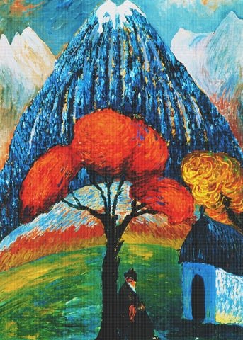 Russian Marianne Von Werefkin's  The Red Tree Counted Cross Stitch Pattern