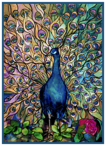 A Peacocks Glory inspired by Louis Comfort Tiffany Counted Cross Stitch Pattern DIGITAL DOWNLOAD