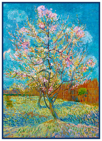 Pink Peach Tree by Impressionist Artist Vincent Van Gogh Counted Cross Stitch Pattern DIGITAL DOWNLOAD