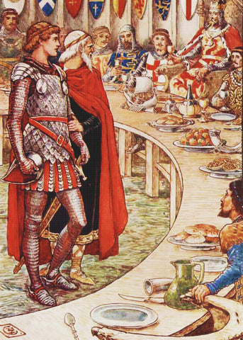 King Arthurs Round Table by Arts and Crafts Artist Walter Crane Counted Cross Stitch Pattern
