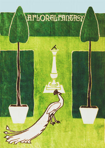 Peacock Floral Fantasy by Arts and Crafts Artist Walter Crane Counted Cross Stitch Pattern