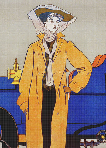Stylish Driver by American Edward Penfield Counted Cross Stitch Pattern
