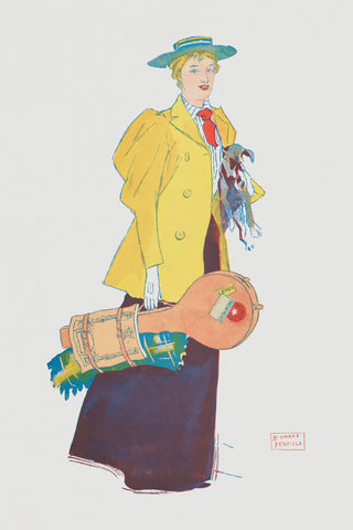 Woman Holding Her Dog by American Edward Penfield Counted Cross Stitch Pattern