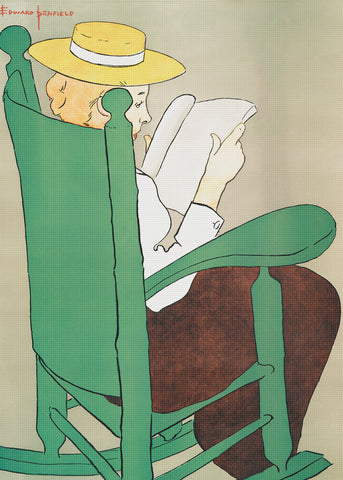 Woman Reading in a Rocker by American Edward Penfield Counted Cross Stitch Pattern