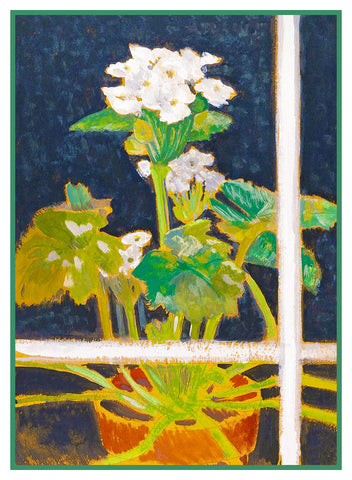 White Begonia Plant in the Window by American artist Charles Demuth Counted Cross Stitch Pattern