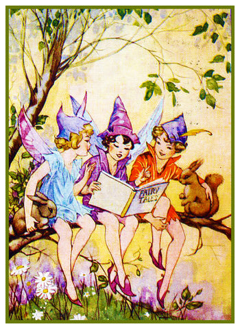 Fairies Reading a Fairy-Tale By Dorothy M. Wheeler Counted Cross Stitch Pattern