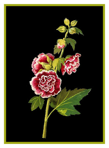 Pink Hollyhock Flowers by Mary Delany Counted Cross Stitch Pattern DIGITAL DOWNLOAD
