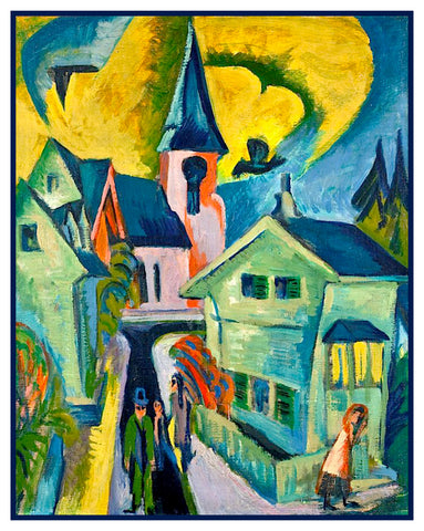 Church and Houses in Koenigstein Germany by Ernst Ludwig Kirchner Counted Cross Stitch Pattern
