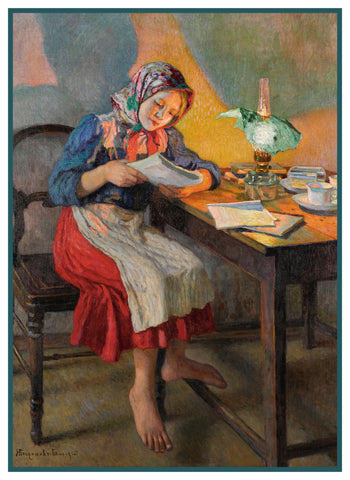 The School Girl By Nikolay Bogdanov-Belsky Counted Cross Stitch Pattern