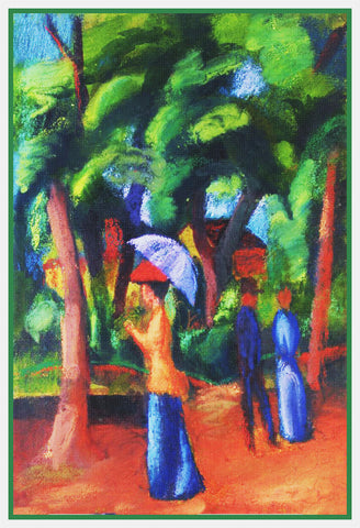 Walking in the Park by Expressionist Artist August Macke Counted Cross Stitch Pattern