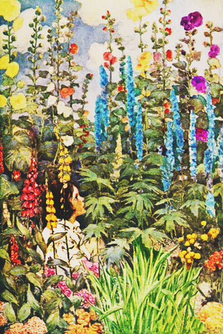 Child Among Flowers From Garden of Verses By Jessie Willcox Smith Counted Cross Stitch Pattern