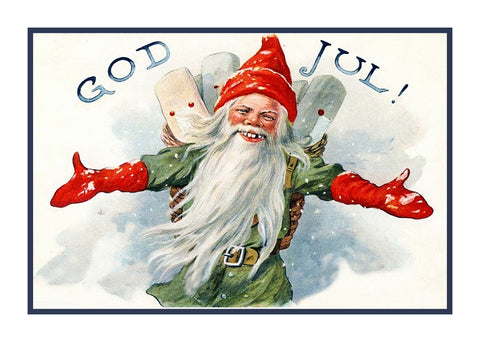 Elf Gnome God Jul! Jenny Nystrom  Holiday Christmas Counted Cross Stitch Pattern