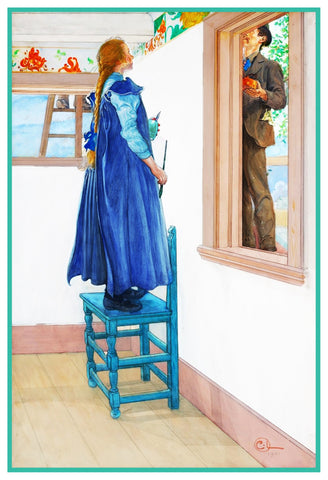 Suzanne Painting inspired Swedish Carl Larsson Counted Cross Stitch Pattern