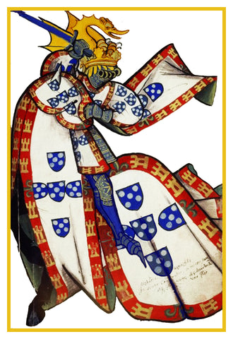 Heraldic Knight on Horseback #1 from a Medieval Tapestry Counted Cross Stitch Pattern