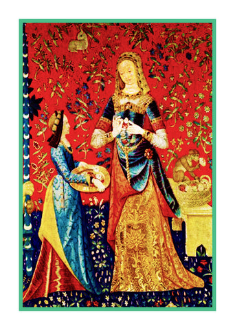 Detail from The Smell Panel from the Lady and The Unicorn Tapestries Counted Cross Stitch Pattern