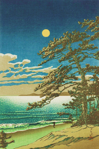 Spring Moon by Japanese artist Kawase Hasui Counted Cross Stitch Pattern