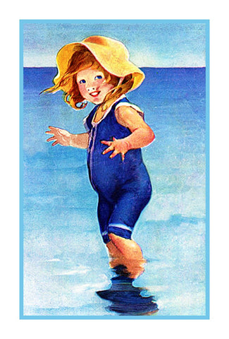 Beach Baby in Blue By Jessie Willcox Smith Counted Cross Stitch Pattern