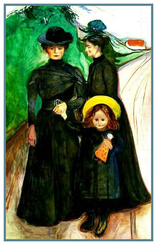 Portrait of a Family in Mourning by Symbolist Artist Edvard Munch Counted Cross Stitch Pattern