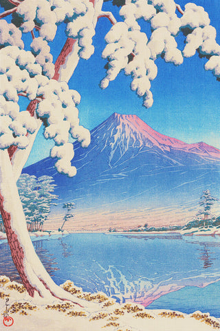 Mt Fuji Snow Fall by Japanese artist Kawase Hasui Counted Cross Stitch Pattern DIGITAL DOWNLOAD