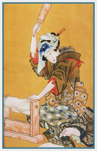 Beauty Fulling Cloth in the Moonlight Katsushika Oi Daughter of Hokusai Counted Cross Stitch Pattern DIGITAL DOWNLOAD