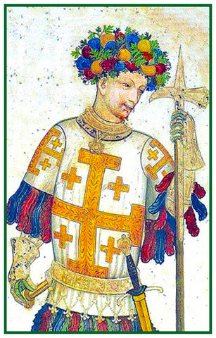King of Jerusalem from a  Medieval Tapestry Counted Cross Stitch Pattern