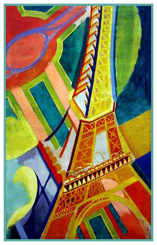 The Eiffel Tower Geometric Cubism by Artist Robert Delaunay Counted Cross Stitch Pattern DIGITAL DOWNLOAD
