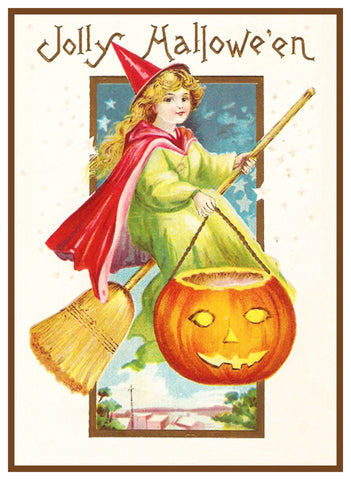 Halloween Witch on Broom  Pumpkin Counted Cross Stitch Pattern
