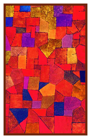 Mountain Village in Autumn by Expressionist Artist Paul Klee Counted Cross Stitch Pattern